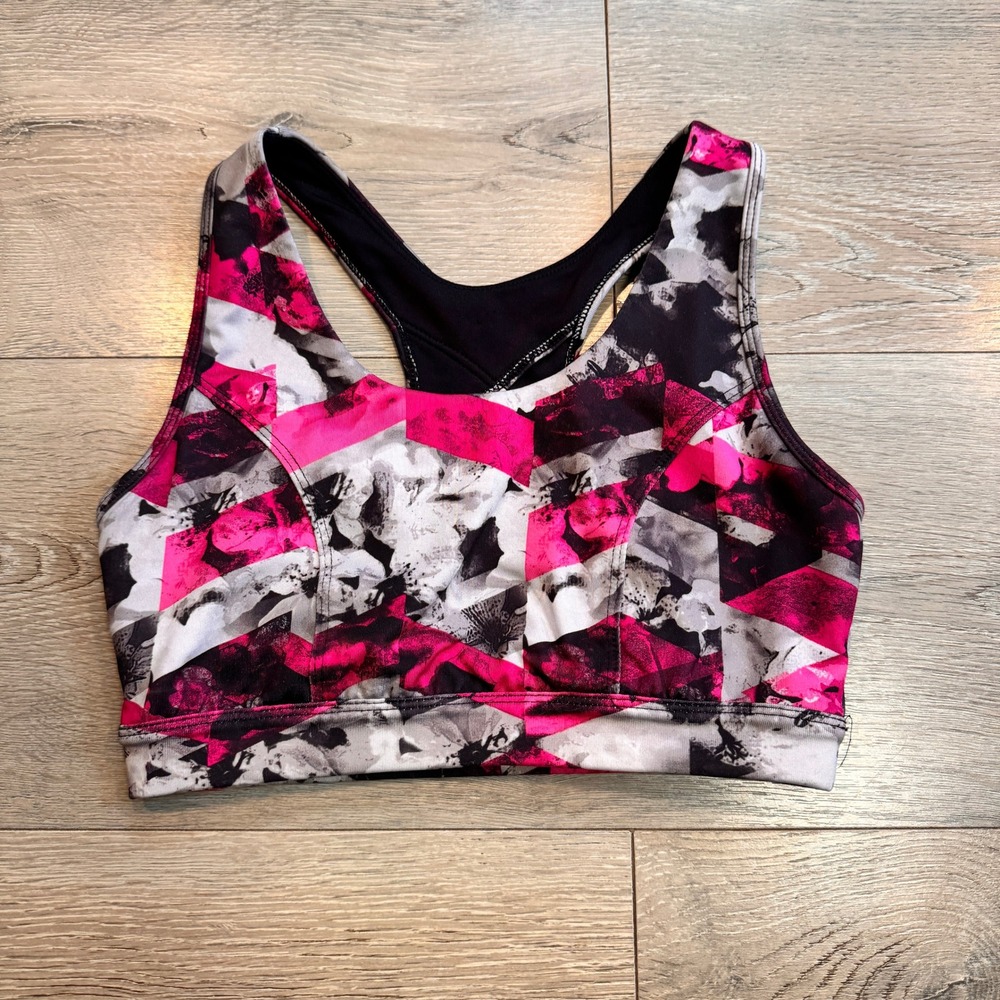 Tek Gear High Impact Sports Bra Abstract Geometric Print‎ Pink Size Small S
